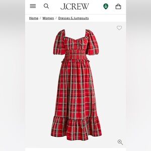 J. Crew Vibrant Red Plaid Dress